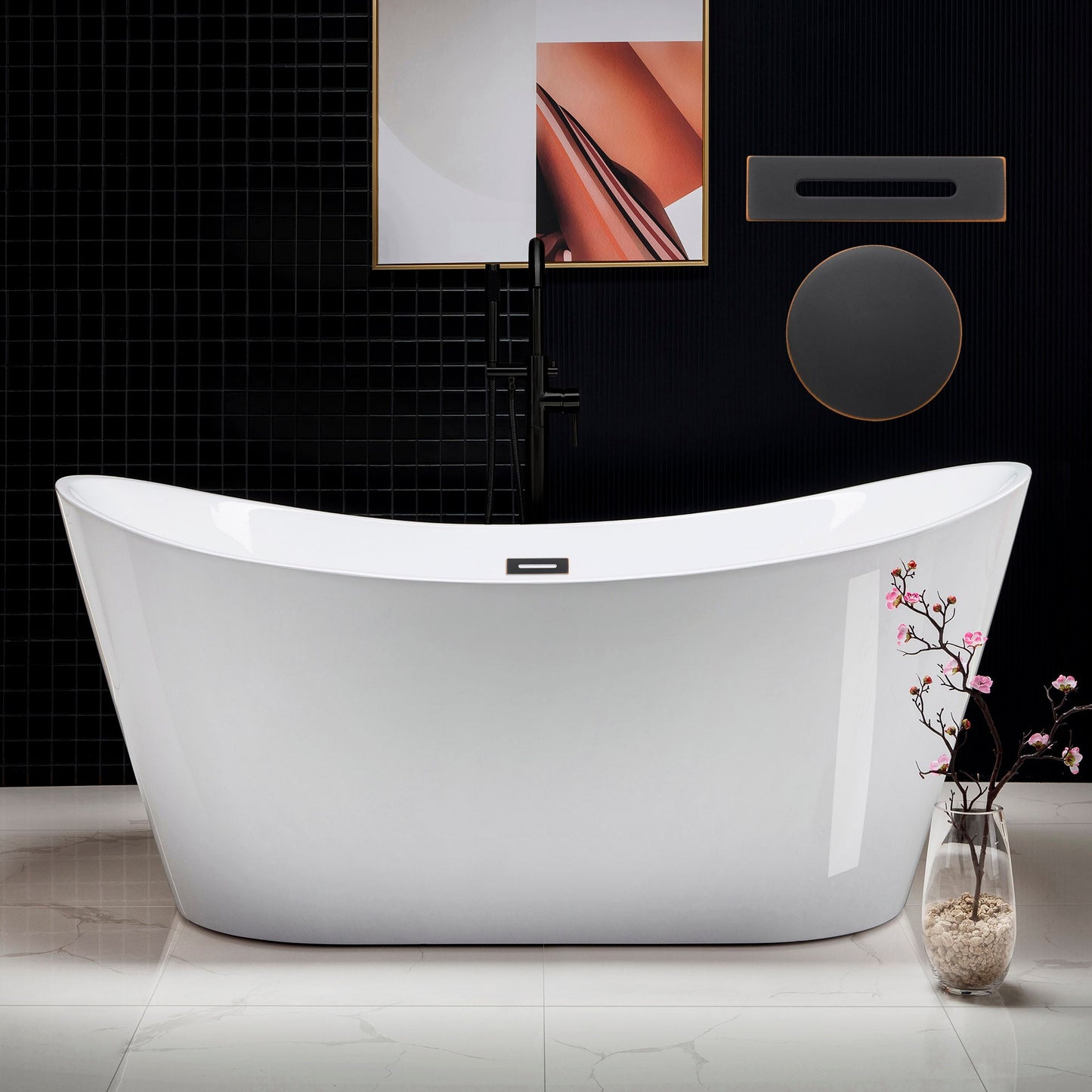 WOODBRIDGE 67" Acrylic Freestanding Bathtub Contemporary Soaking Tub