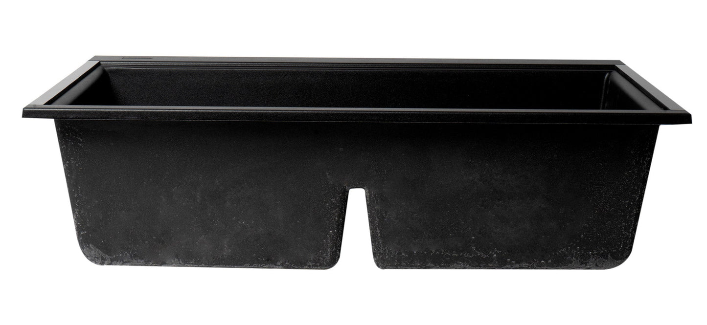 ALFI brand AB3418DBUM 33" Granite Composite Workstation Step Rim Double Bowl Undermount Sink with Accessories