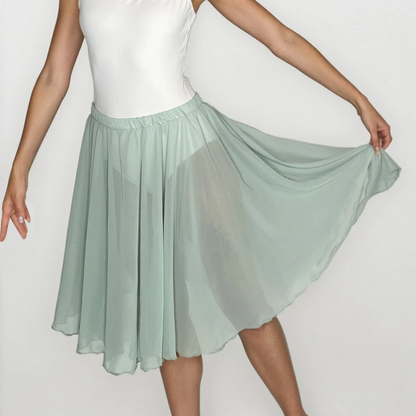 Pistachio Light Green Chiffon Ballet Pull On Skirt - Ballet Rehearsal Skirt - Pirouette Skirt