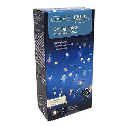 Micro Wire String Lights - 100 LED - Multicolor - Silver Wire