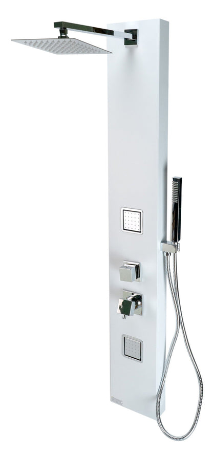 ALFI brand  ABSP60W White Aluminum Shower Panel with 2 Body Sprays and Rain Shower Head