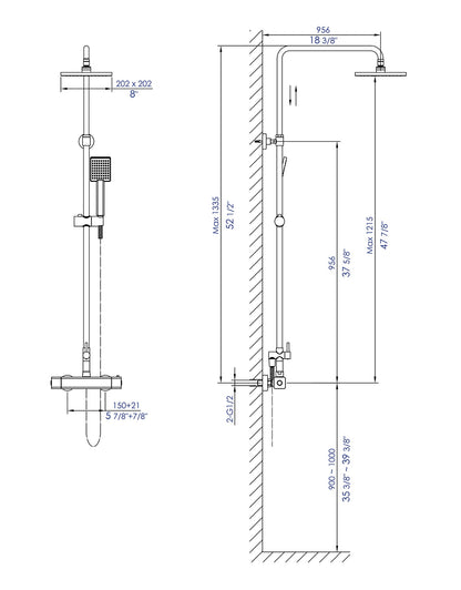 ALFI brand AB2862 Square Style Thermostatic Exposed Shower Set