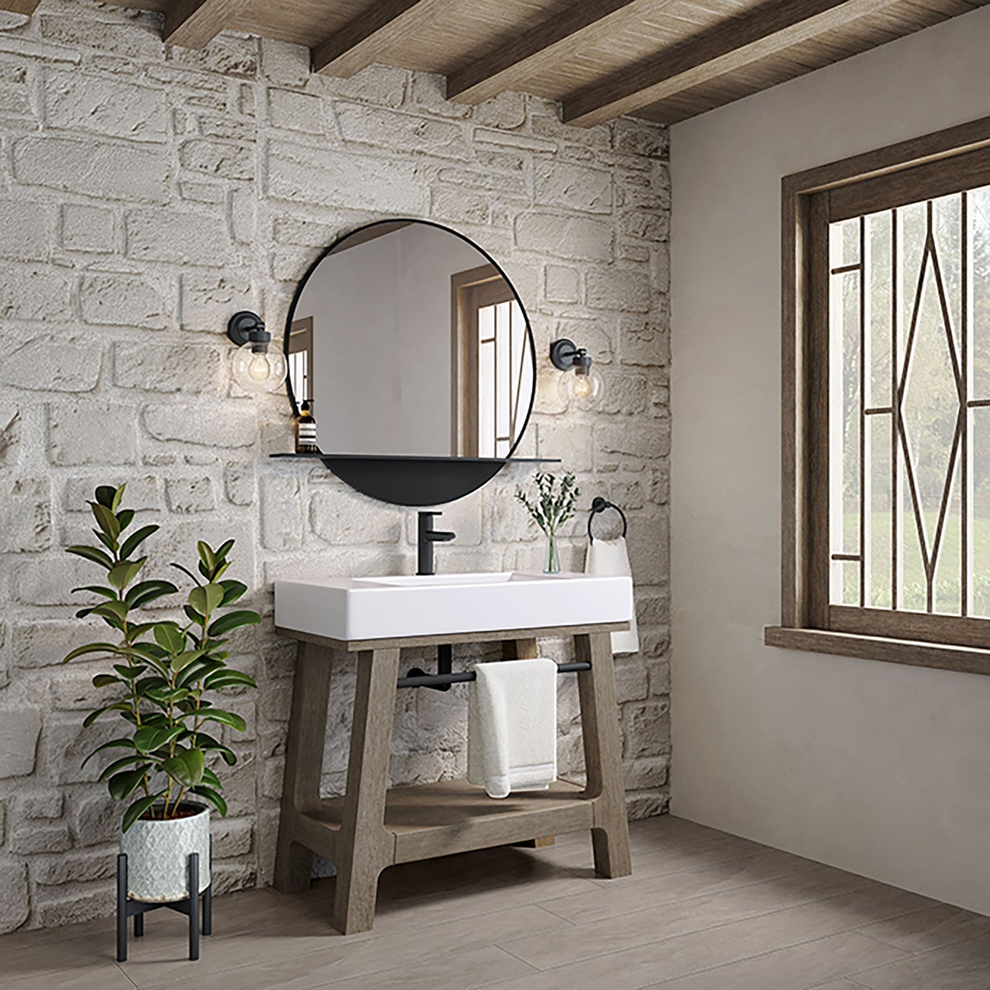Auburn 36" Single Sink Console, Weathered Timber