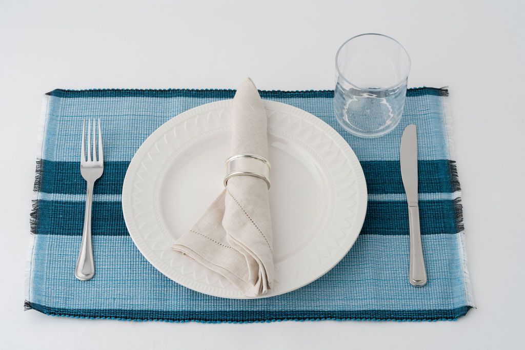 Woven Cotton Dining Placemat | Ocean Blue