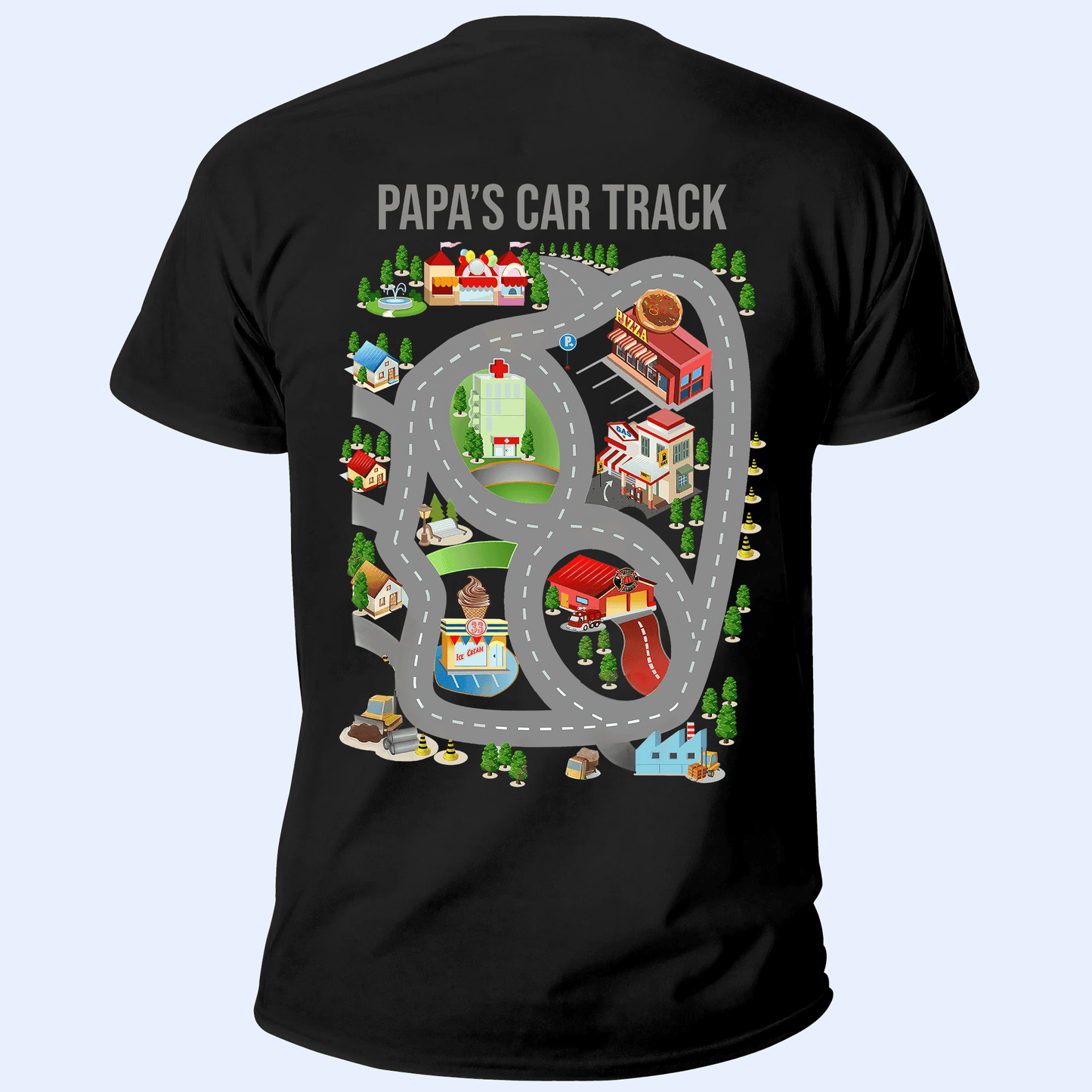 Play Cars On Dad's Back - Personalized Custom Back Printed T Shirt - Father's Day Gift for Dad, Grandpa, Daddy, Dada, Dad Jokes