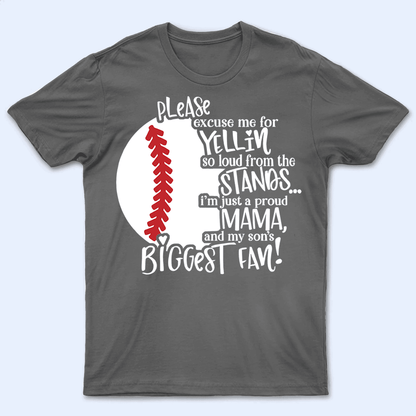 Please Excuse Me For Yellin So Loud From The Stands - Personalized Custom T Shirt - Birthday, Loving, Funny Gift for Grandma/Nana/Mimi, Mom, Wife, Grandparent