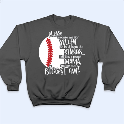 Please Excuse Me For Yellin So Loud From The Stands - Personalized Custom T Shirt - Birthday, Loving, Funny Gift for Grandma/Nana/Mimi, Mom, Wife, Grandparent