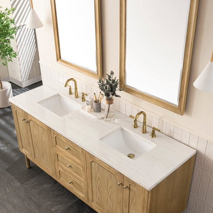 Laurent 72" Double Vanity Cabinet, Light Natural Oak