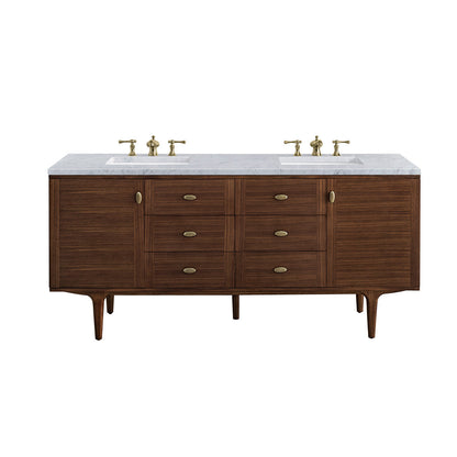 Amberly 72" Double Vanity Cabinet, Mid-Century Walnut