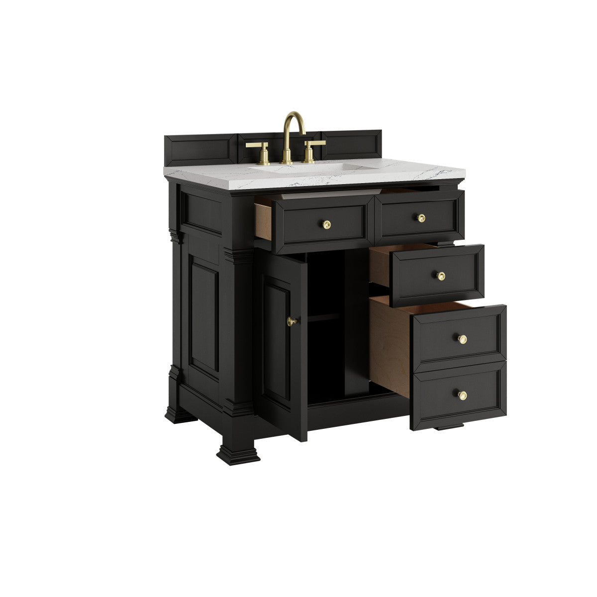 James Martin 547-V36 Brookfield 36” Single Vanity – Black Onyx / Honey Oak / Pearl Charcoal