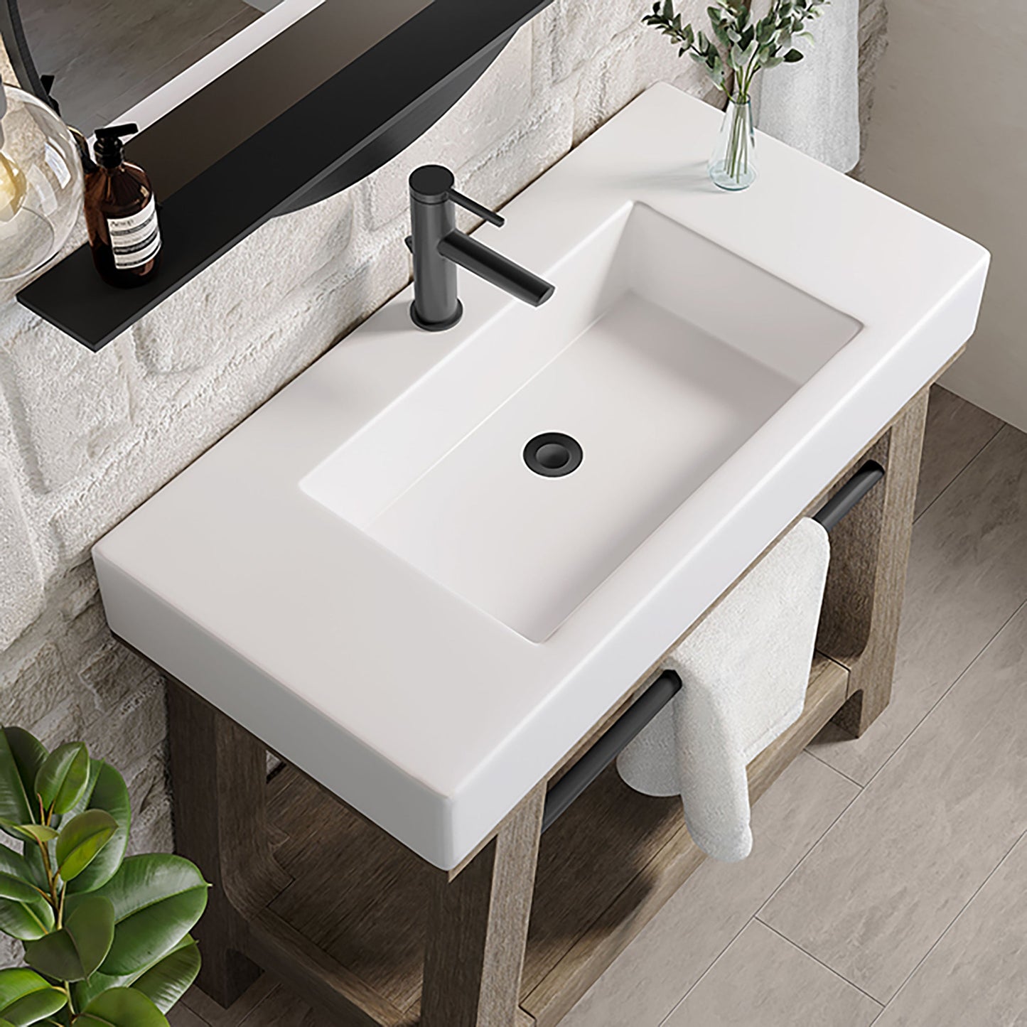 Auburn 36" Single Sink Console, Weathered Timber