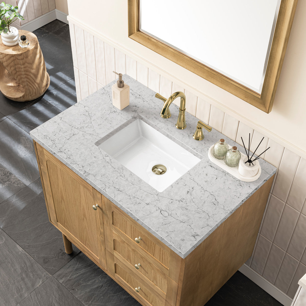 Laurent 36" Single Vanity Cabinet, Light Natural Oak