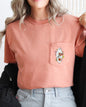 Cute Floral Ghost, Halloween Pocket Tee Comfort Colors T-Shirt