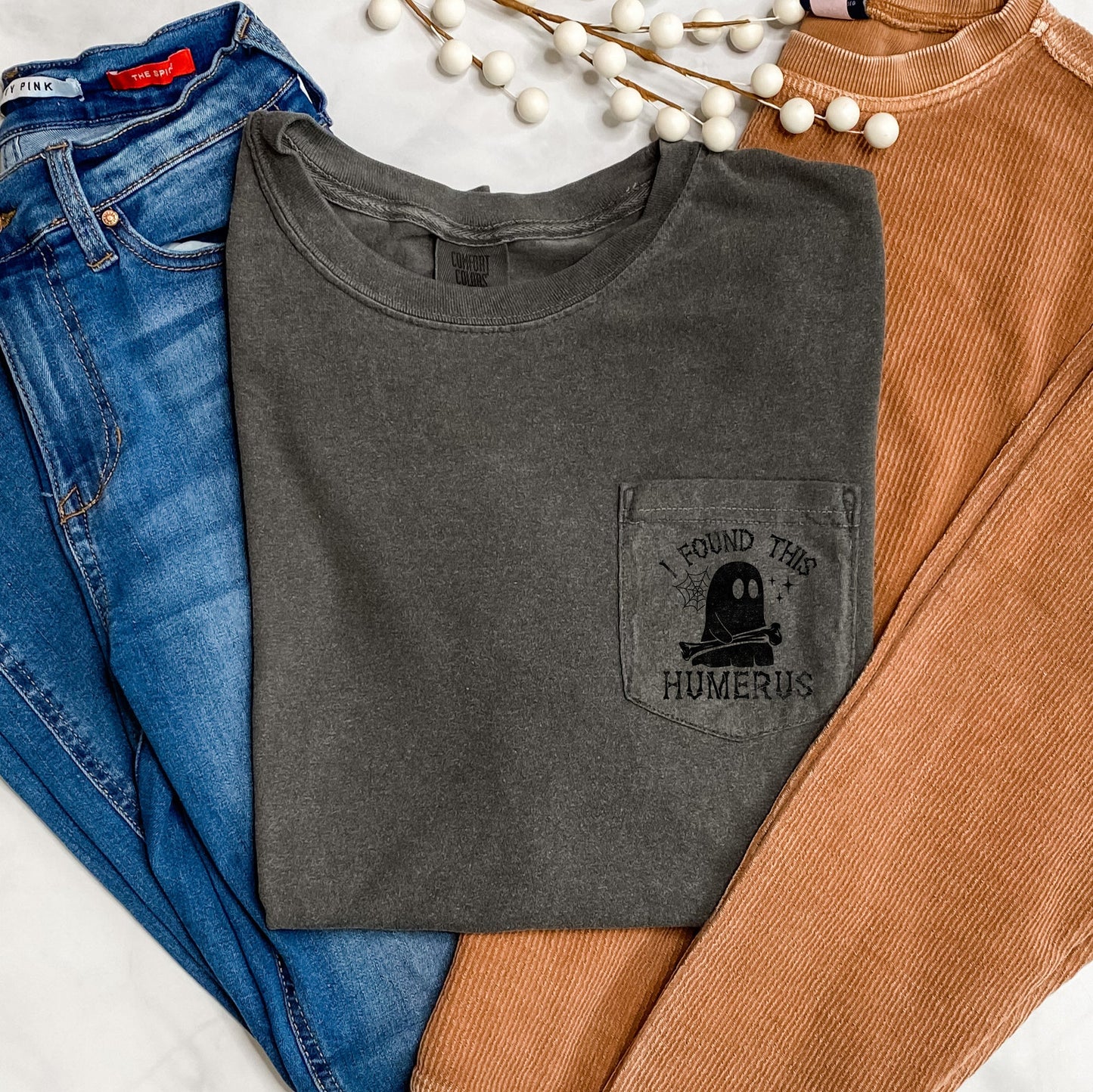 I Found This Humerus Halloween Pocket Comfort Colors Tshirt