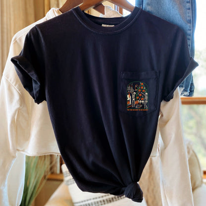 Tis The Season To Be Creepy Halloween Pocket Comfort Colors Tshirt
