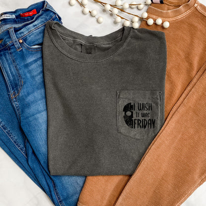 I Wish It Was Friday Halloween Pocket Comfort Colors Tshirt