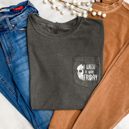 I Wish It Was Friday Halloween Pocket Comfort Colors Tshirt
