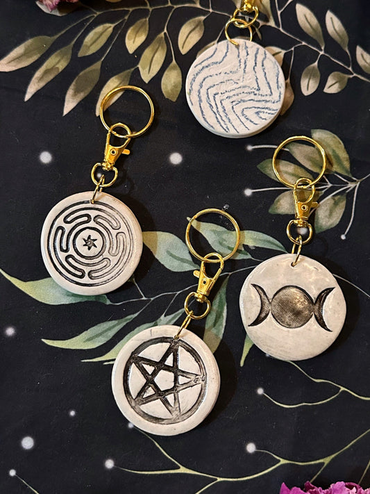 Porcelain Keychain - w/ Gold Plated Keyring