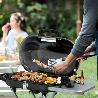 Portable  Propane Gas Grill, 15000BTUS, 348 SQ Inch  Cooking Areas, for Outdoor Camping/Tailgating/Picnic, Black