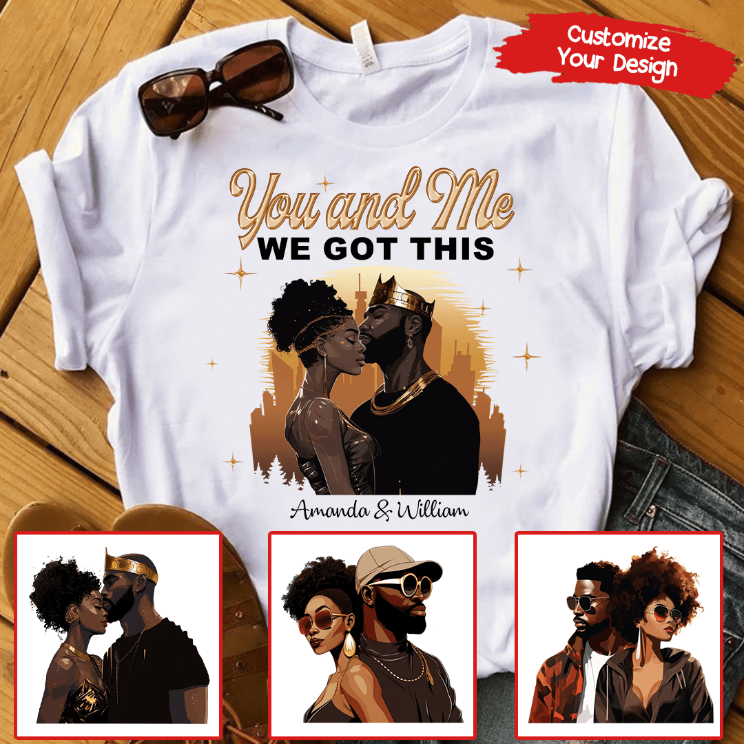 Custom Photo Black African Couple | Personalized Gift For Valentine, Anniversary, Husband Wife, Girlfriend, Boyfriend, Her/Him, Family | T-shirts