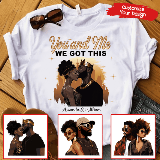 Custom Photo Black African Couple | Personalized Gift For Valentine, Anniversary, Husband Wife, Girlfriend, Boyfriend, Her/Him, Family | T-shirts