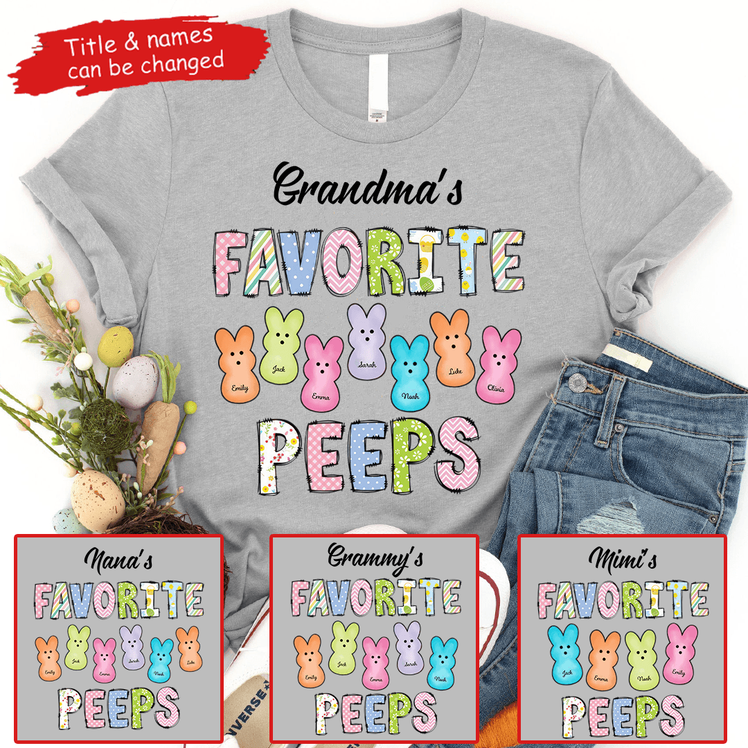 Grandma's Favorite Bunnies Easter - Personalized Custom T Shirt - Easter, Birthday, Loving, Funny Gift for Grandma/Nana/Mimi, Mom, Wife, Grandparent