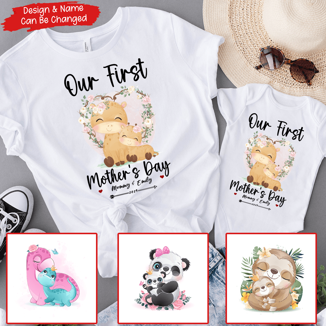 Our First Mother's Day - Personalized Custom T Shirt - Gift for Mom & Baby, Mother's Day Gift