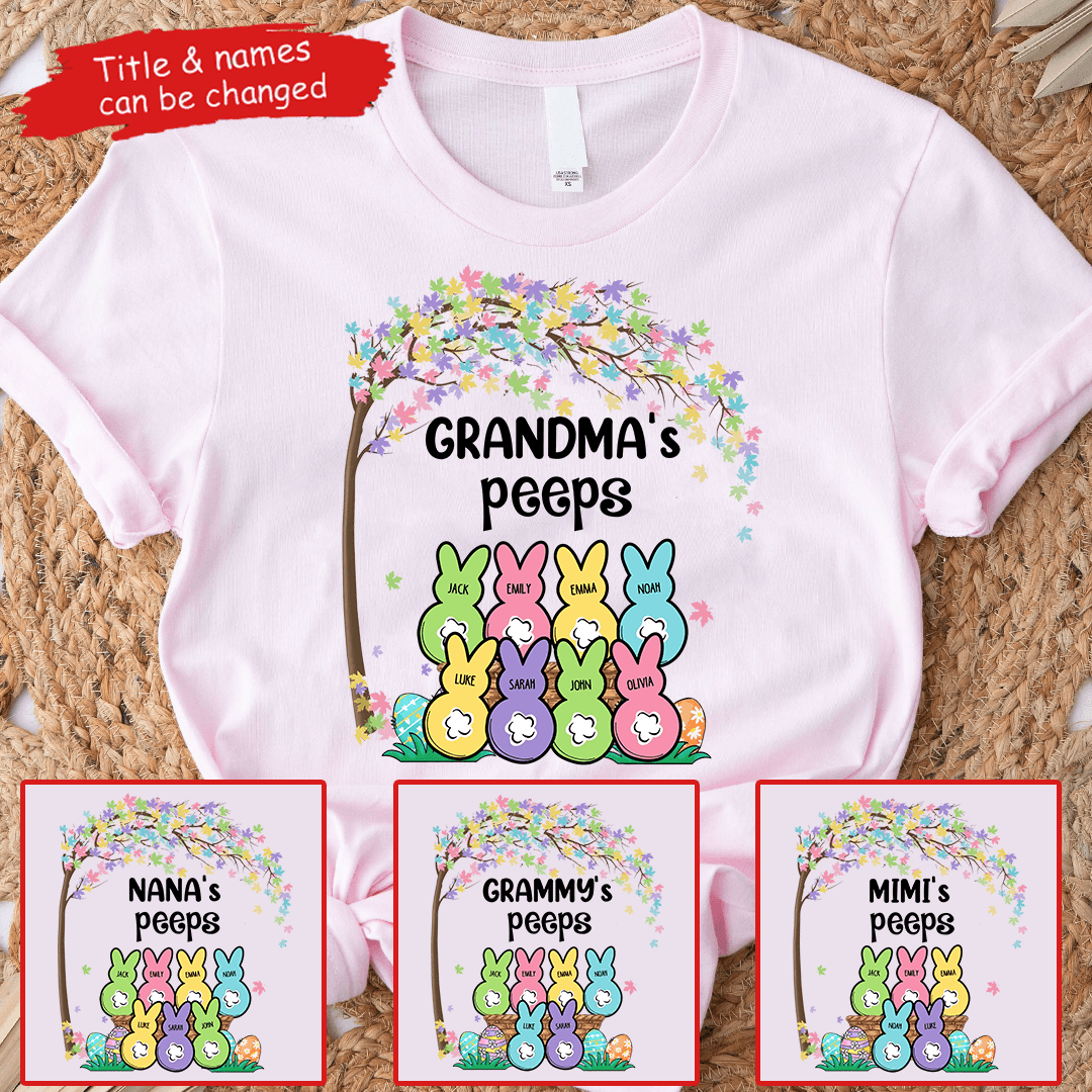 Grandma's Bunnies Easter Custom Kid's Name - Personalized Custom T Shirt - Easter, Birthday, Loving, Funny Gift for Grandma/Nana/Mimi, Mom, Wife, Grandparent