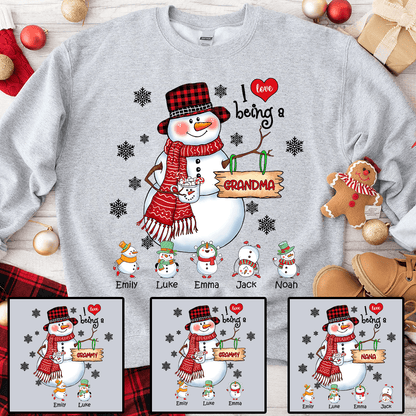 Up to 16 Kids - Snowman Christmas Grandma - Personalized Custom T Shirt - Christmas, Birthday, Loving, Funny Gift for Grandma, Grandpa