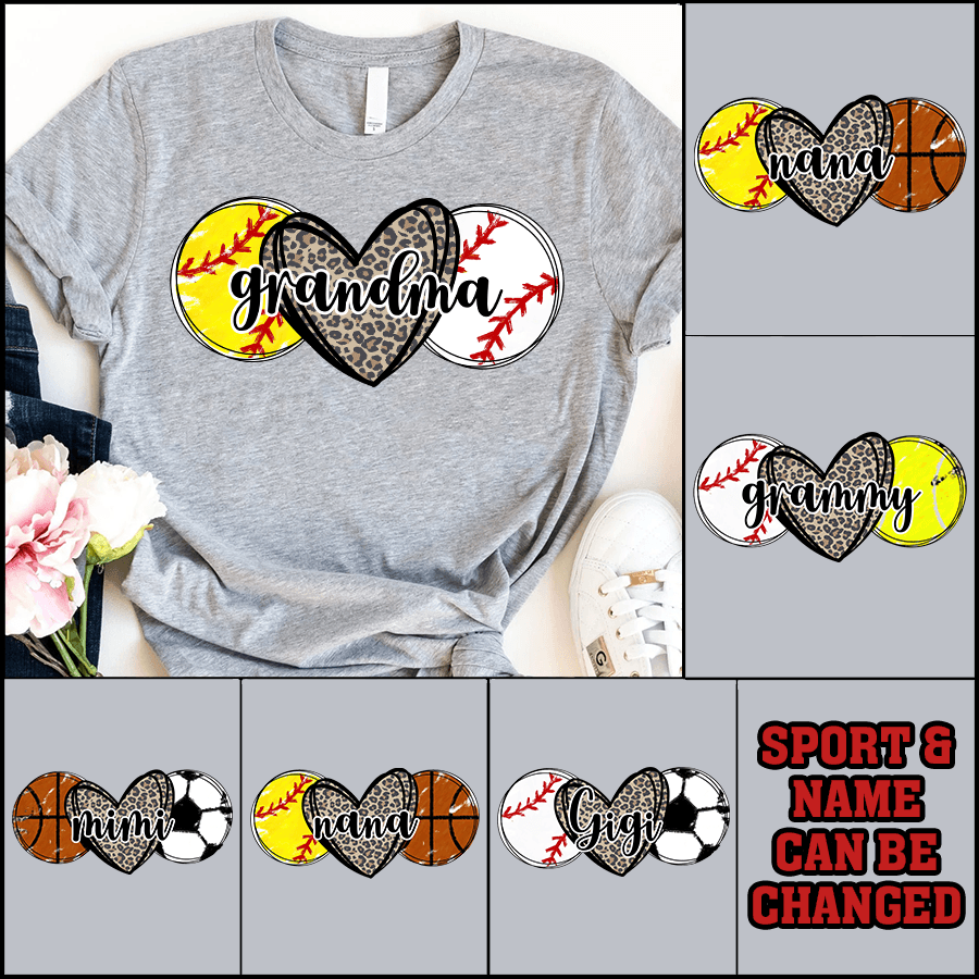Sport Grandma - Personalized Custom T Shirt - Birthday, Loving, Funny Gift for Grandma/Nana/Mimi, Mom, Wife, Grandparent