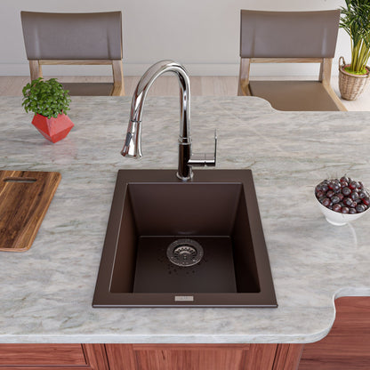 ALFI brand AB1720DI 17" Drop-In Rectangular Granite Composite Kitchen Prep Sink