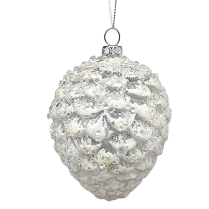 Glass Frosted Pinecone Ornament -