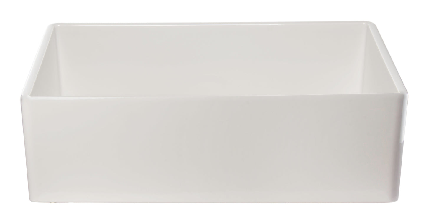 ALFI brand AB533 AB533-W 33" White Smooth Apron Single Bowl Fireclay Farm Sink