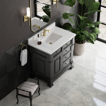James Martin 547-V36 Brookfield 36” Single Vanity – Black Onyx / Honey Oak / Pearl Charcoal
