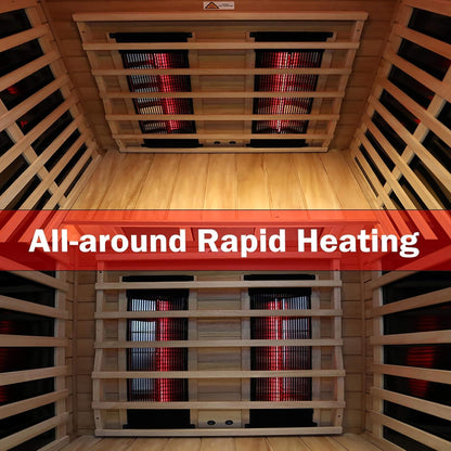 Deluxe 2-Person Outdoor Mahogany Low EMF Far Infrared Sauna With Bluetooth Audio And LED Lights (SAK83719)