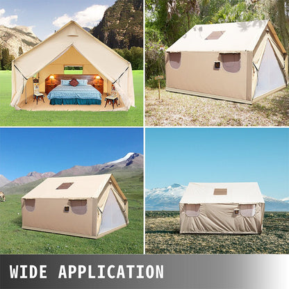 Premium Canvas Frame Fire Water Camping Wall Hunting Tent, 12x14' (SAK92461)