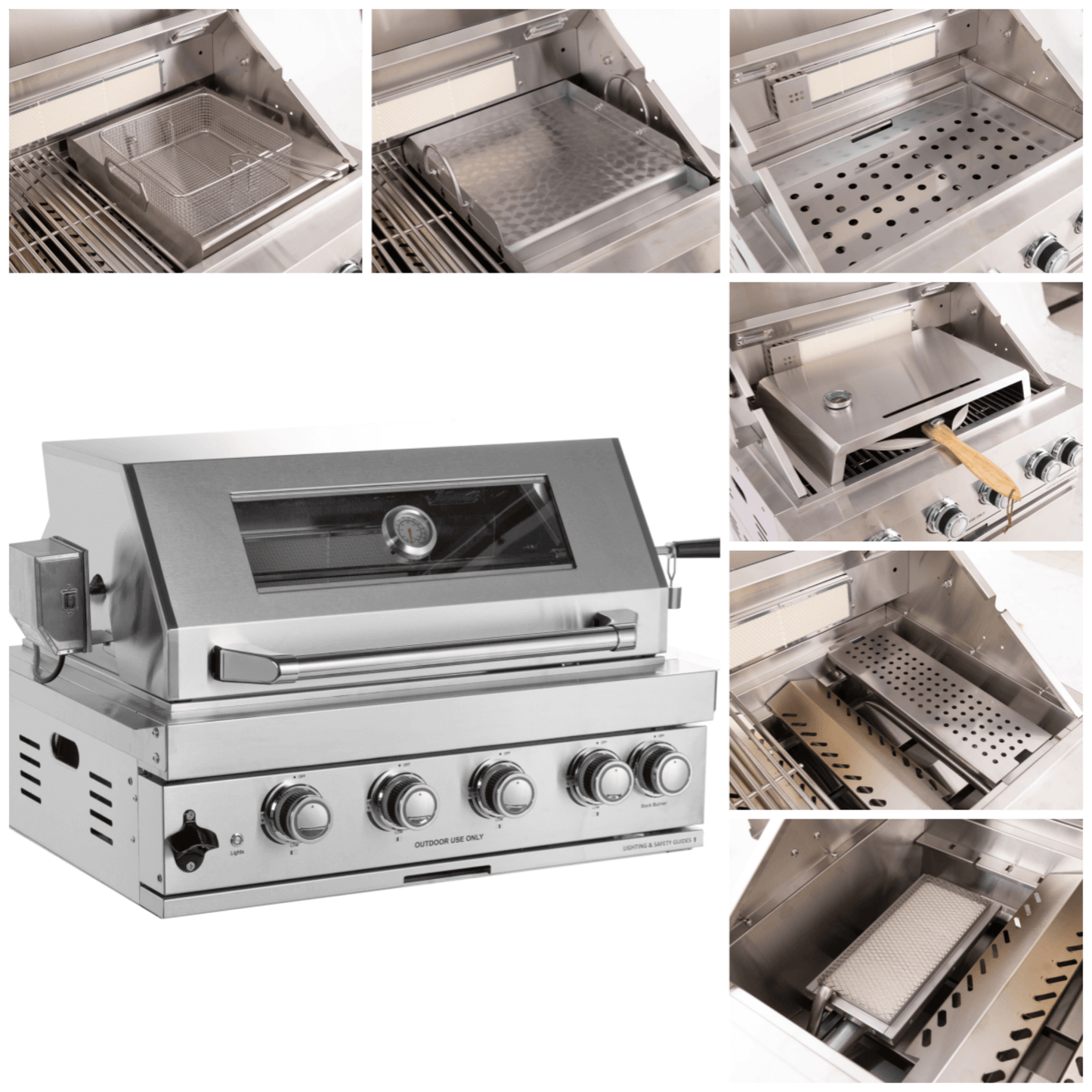 Premium Outdoor Kitchen With 32 Inch 60000 BTU Built-In Stainless Steel LPG Gas Grill, Door And Drawer Combo And Stainless Steel Ice Box (SAK98661)
