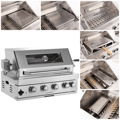 Premium Outdoor Kitchen With 32 Inch 60000 BTU Built-In Stainless Steel LPG Gas Grill, Door And Drawer Combo And Stainless Steel Ice Box (SAK98661)