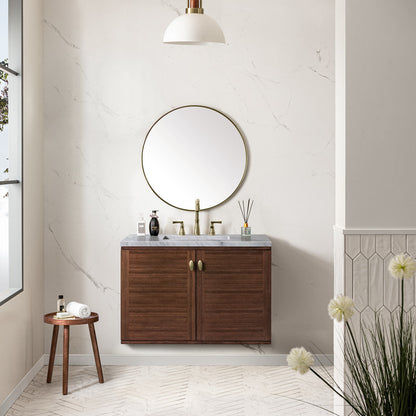 Amberly 36" Single Vanity Cabinet, Mid-Century Walnut