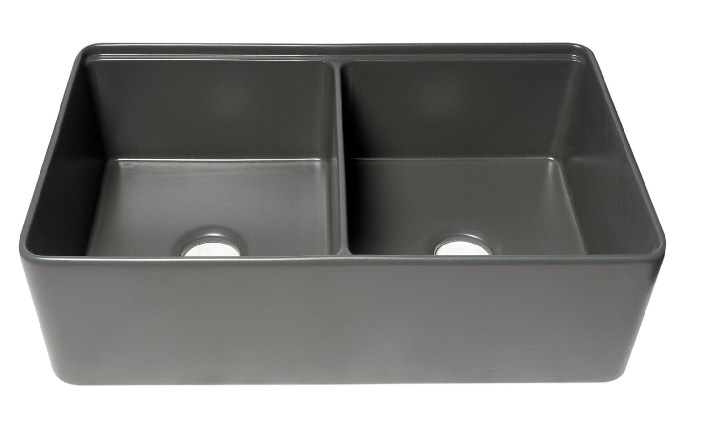 ALFI brand ABFS3320D Workstation 33" x 20" Double Bowl Step Rim Fireclay Farm Sink with Accessories