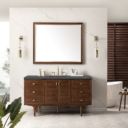 Amberly 60" Single Vanity Cabinet, Mid-Century Walnut