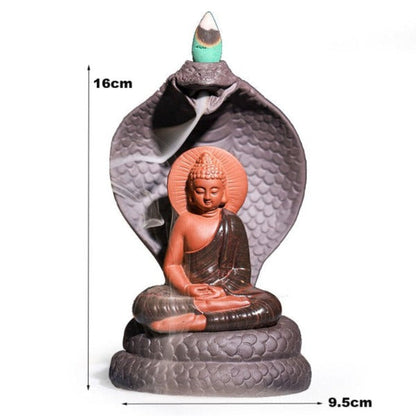 Snake Backflow Incense Burner With Buddha