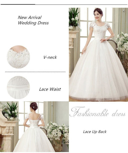 Vintage Lace Wedding Cap Sleeves Ball Gowns
