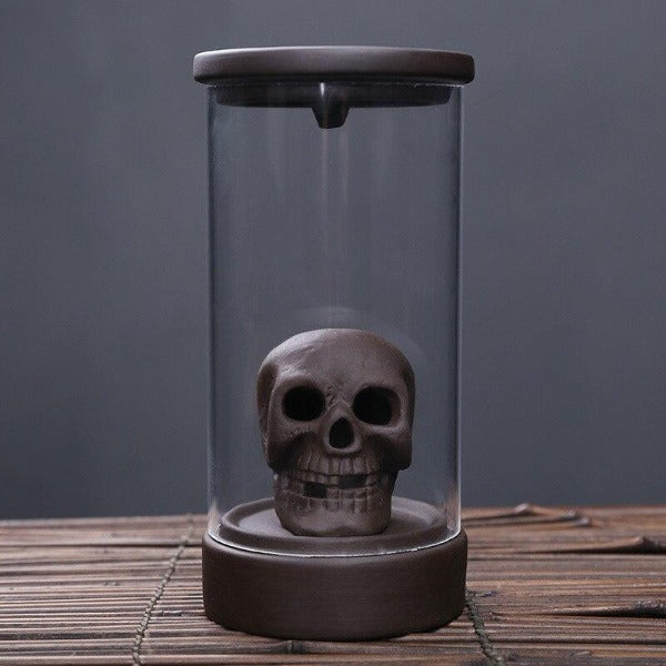 Immortal Skull Backflow Glass Incense Burner With LED