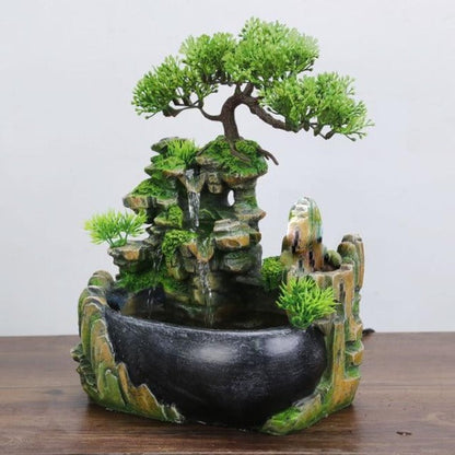 Feng Shui Bonsai Waterfall Indoor Fountain With Fog & LED