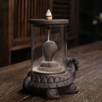Turtle Windproof Backflow Incense Burner With Snake Inside