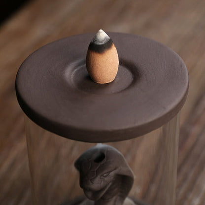 Turtle Windproof Backflow Incense Burner With Snake Inside