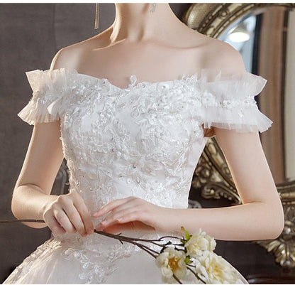 Sexy Wedding Dress Off The Shoulder Lace Flower Gown