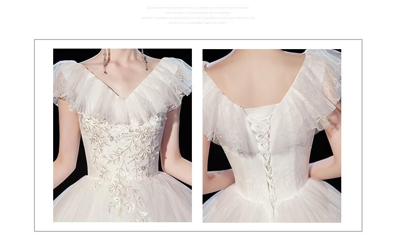 Sexy Tulle Wedding Dress For Pregnant V-neck Lace Up Ball Gown