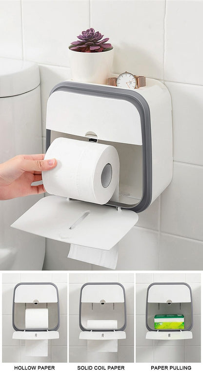 Waterproof Toilet Tissue Box Wall Mount Double Layer Roll Paper Holder